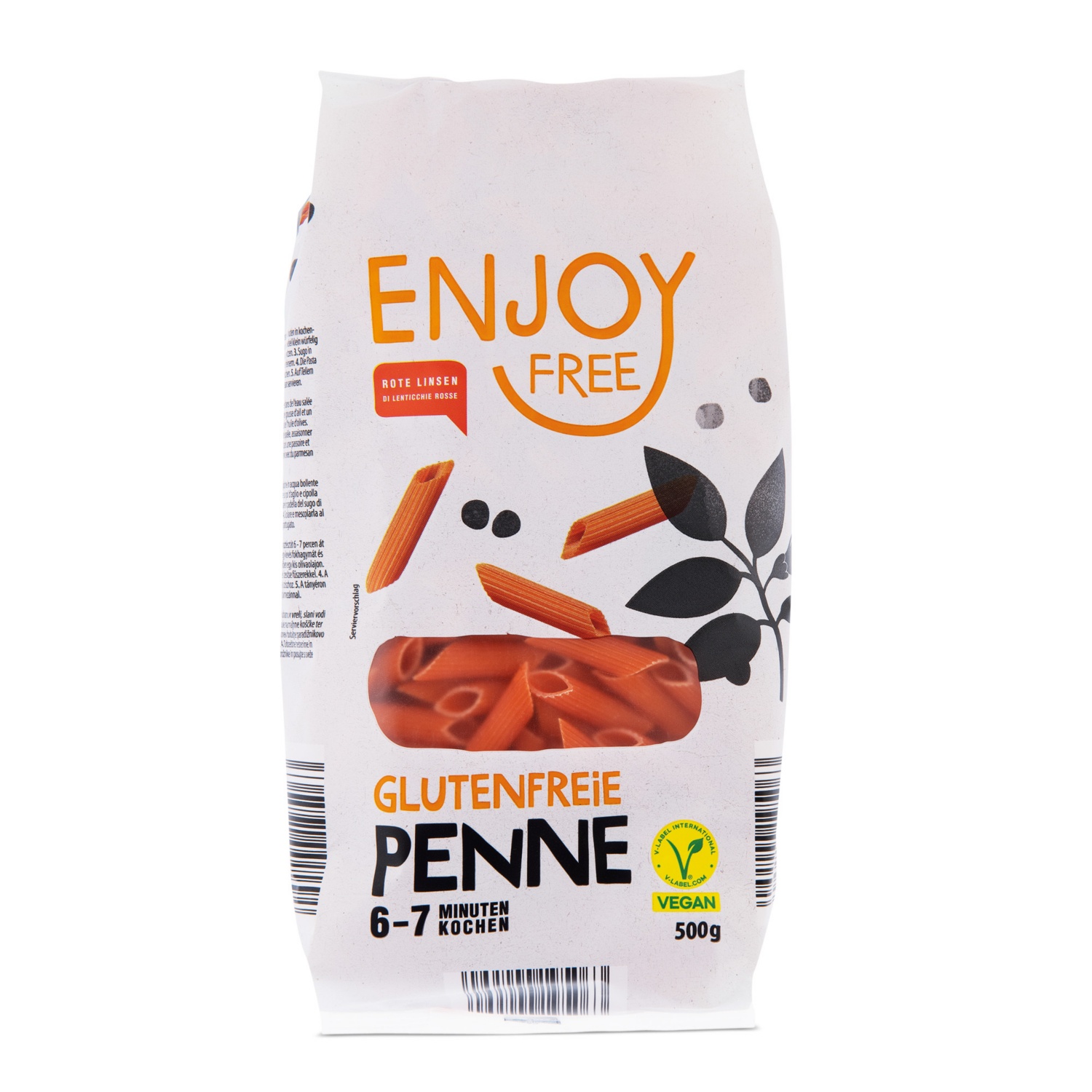 ENJOY FREE! Gemüsepasta, Penne aus roten Linsen
