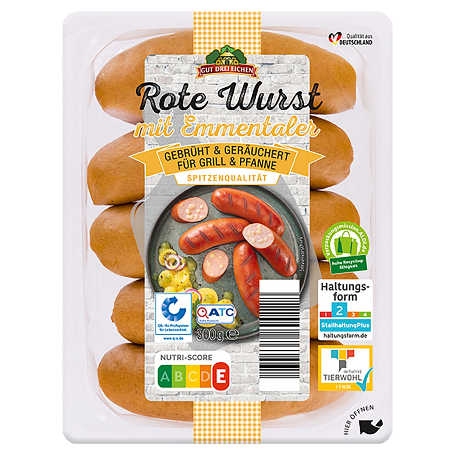 GUT DREI EICHEN Rote Wurst 300 g, Emmentaler