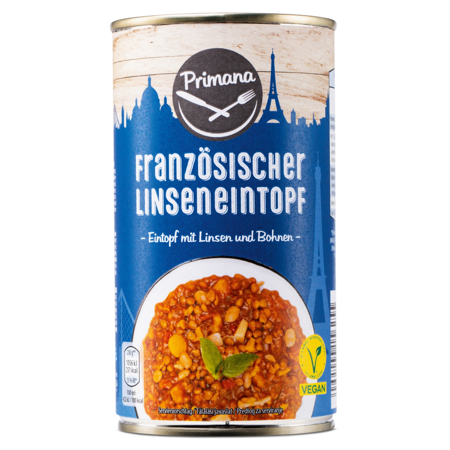 PRIMANA So isst die Welt-Dose, französischer Linseneintopf