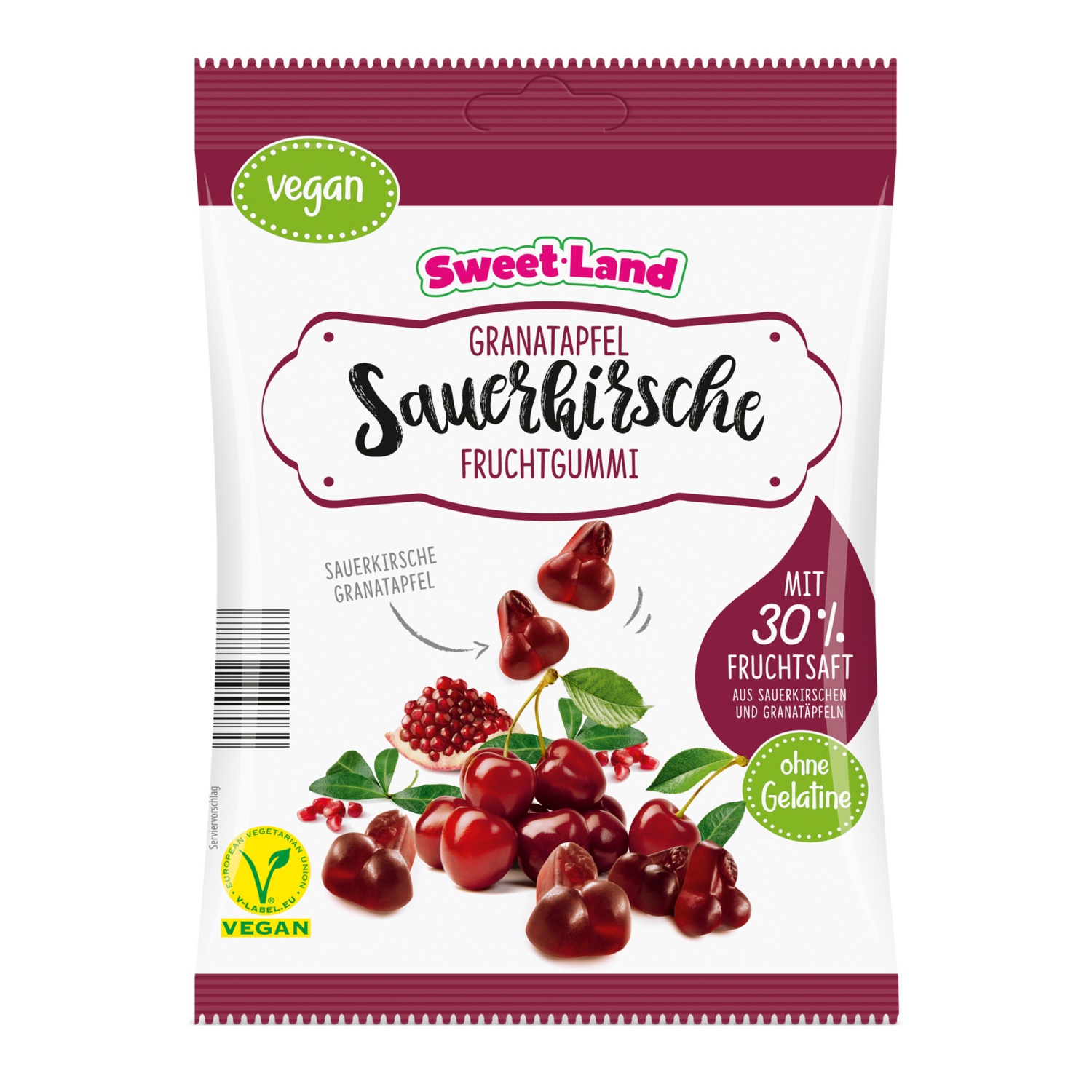 SWEET LAND Premium-Fruchtgummi, Sauerkirsch Granatapfel