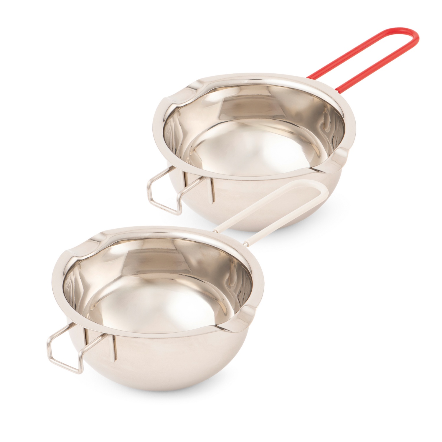 2 Casseroles Bain-marie En Inox 400ml - Pour Fondre Chocolat, Beurre, Cire, Poignée Isolée