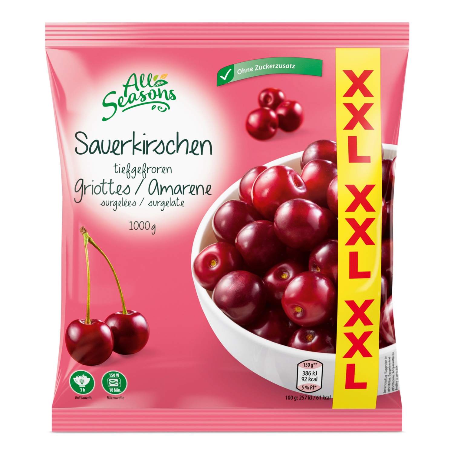 ALL SEASONS, Assortiment de fruits XXL 1kg, griottes ALDI SUISSE